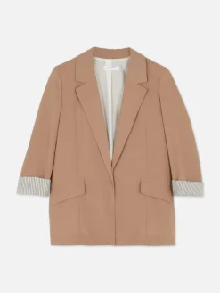 Blazer Ajusté à Effet Bord à Bord