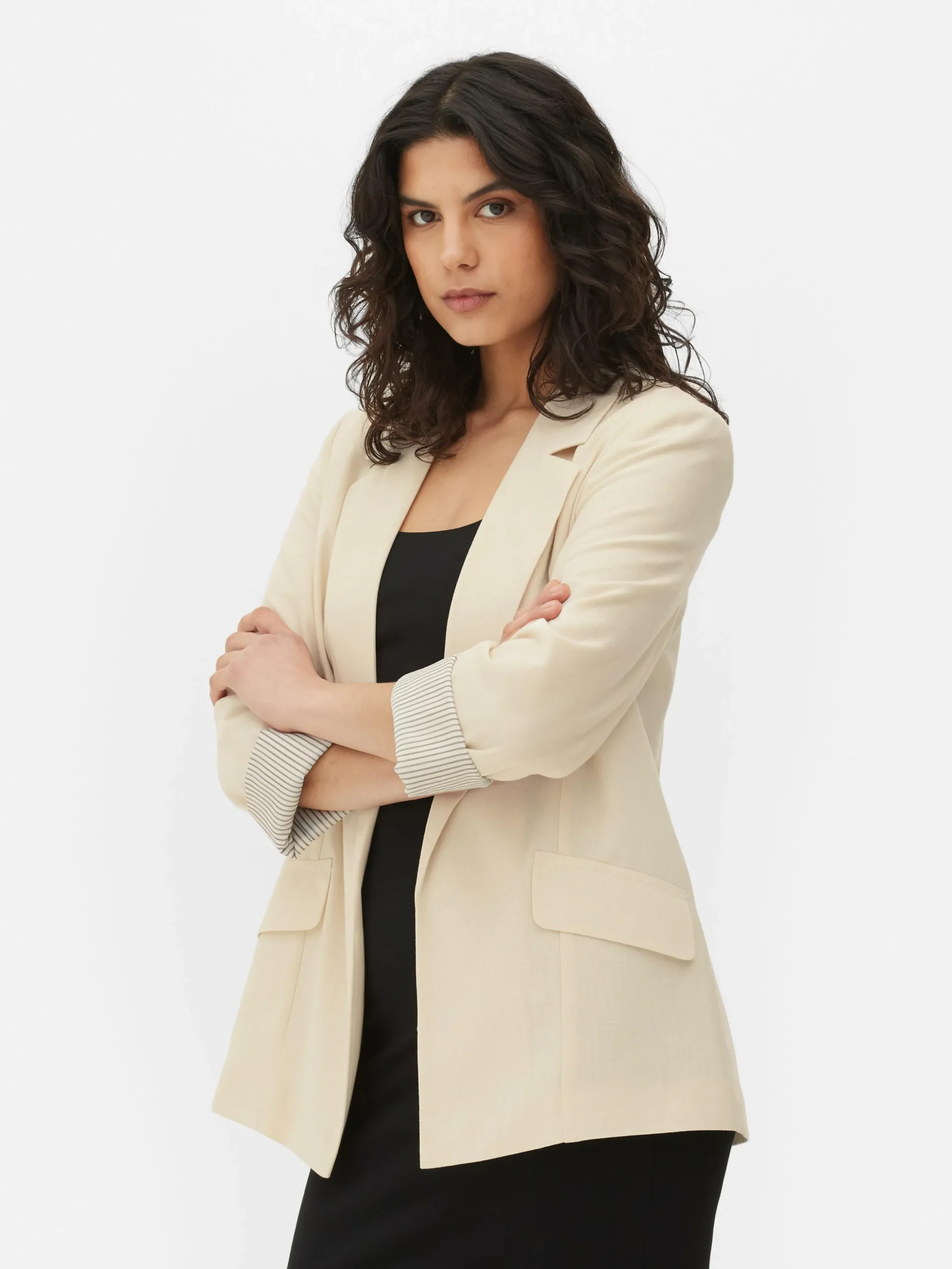 Blazer Ajusté à Effet Bord à Bord