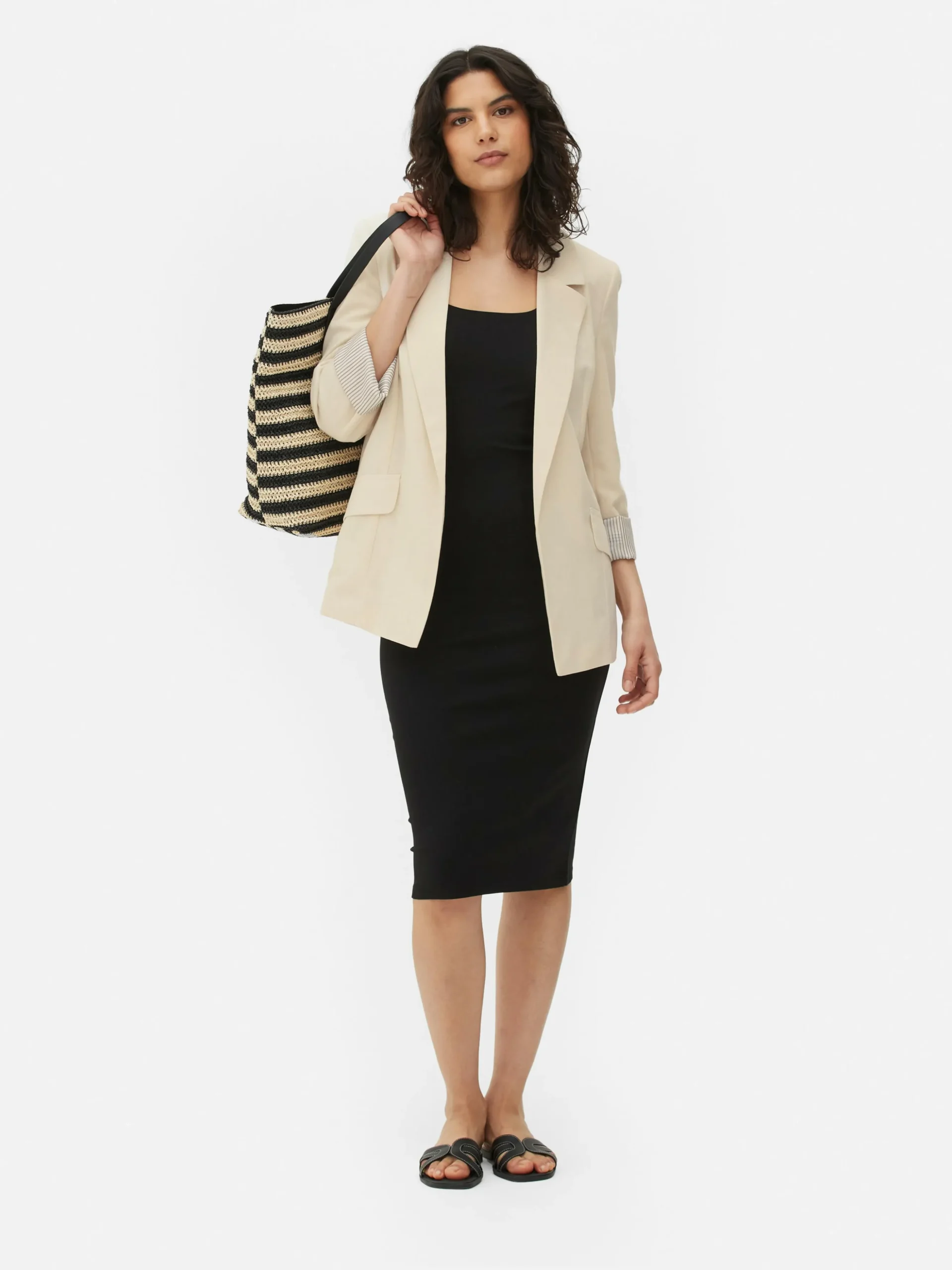 Blazer Ajusté à Effet Bord à Bord