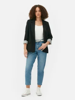Blazer Ajusté à Effet Bord à Bord