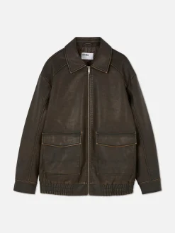 Blouson Bomber En Simili Cuir à Effet Vieilli Rita Ora