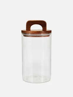 Bocal En Verre Moyen à Couvercle En Bois