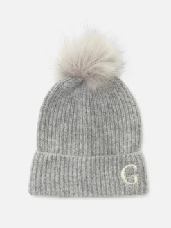 Bonnet à Pompon Avec Initiale Brodée