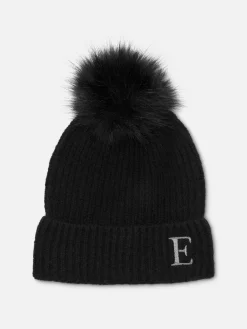 Bonnet à Pompon Avec Initiale Brodée