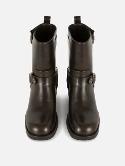 Bottes De Motard En Simili Cuir