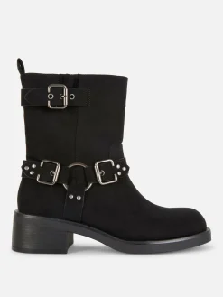Bottes De Motard En Suédine