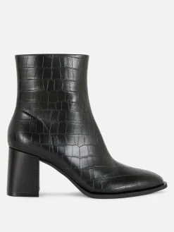 Bottines à Talons En Similicuir Imitation Croco