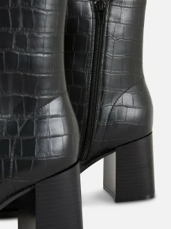 Bottines à Talons En Similicuir Imitation Croco