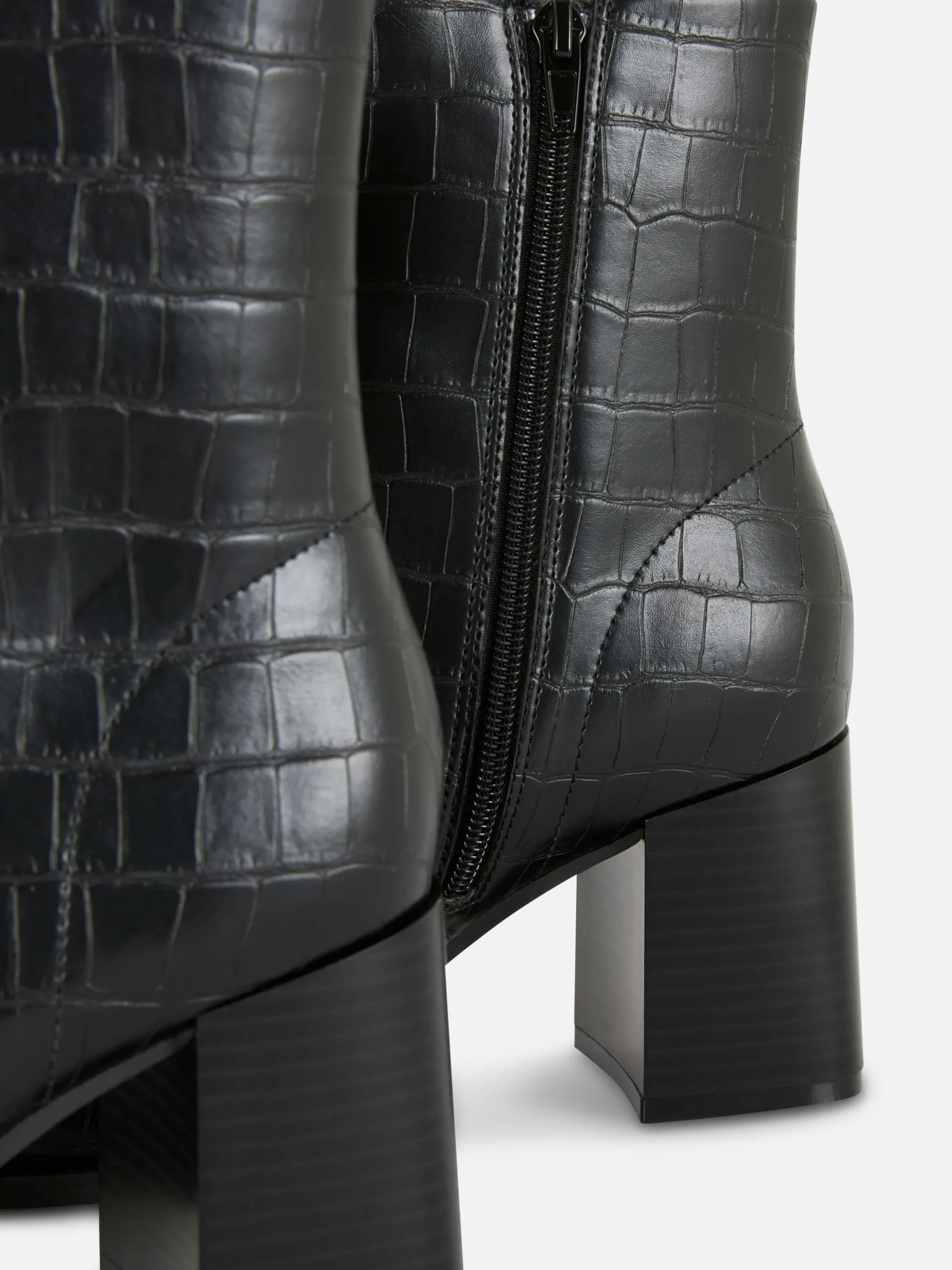 Bottines à Talons En Similicuir Imitation Croco