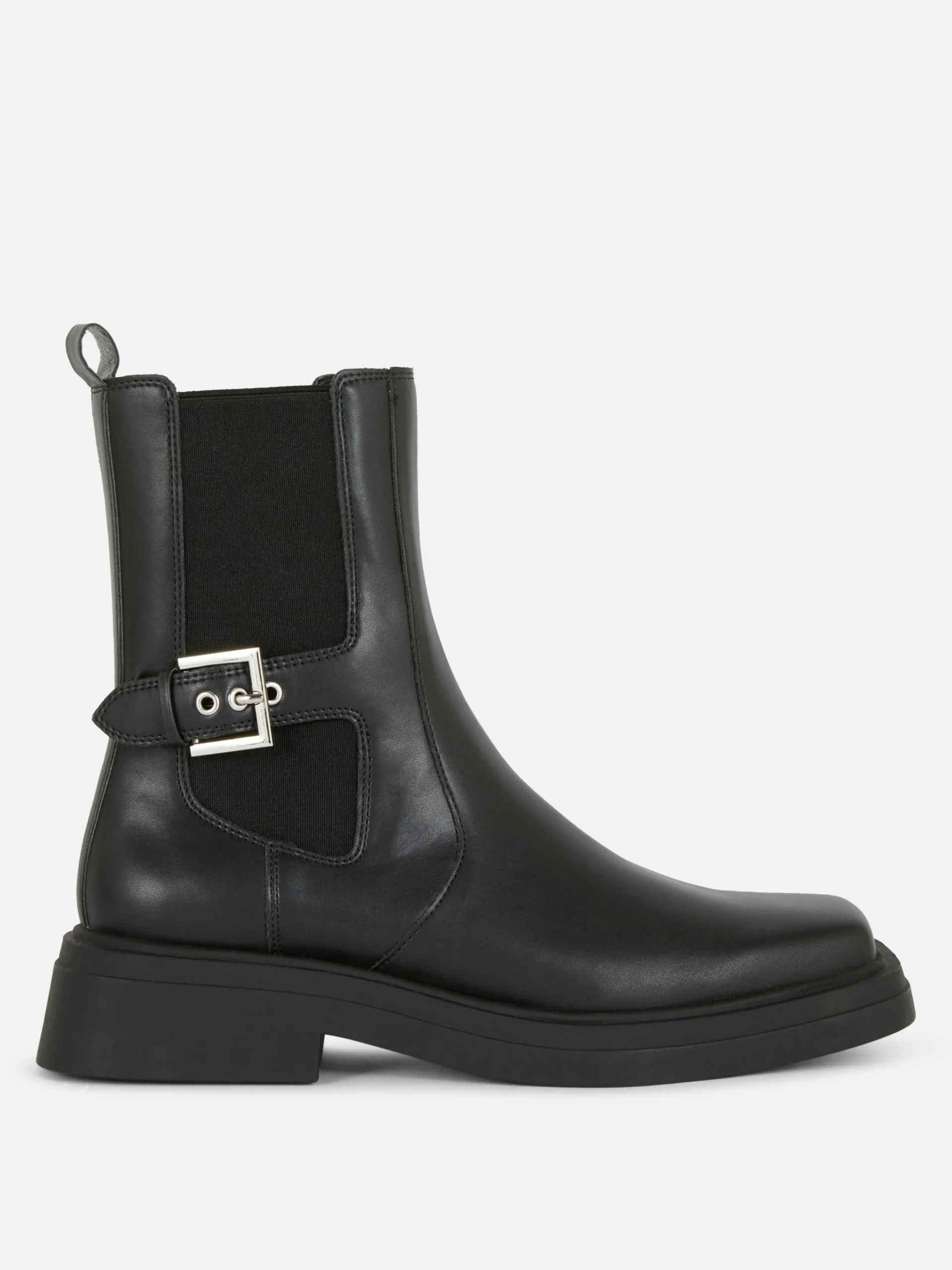Bottines Chelsea En Simili Cuir à Bout Carré