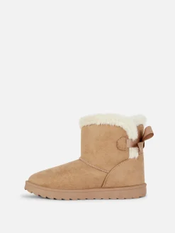 Bottines En Fausse Fourrure Avec Nœud