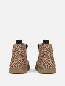 Bottines Zippées à Motif Léopard