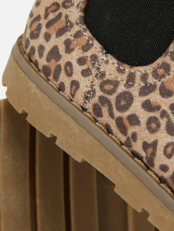 Bottines Zippées à Motif Léopard