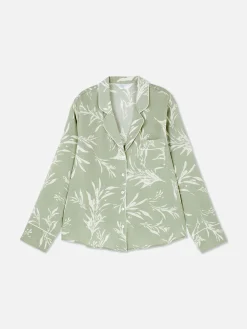 Chemise De Nuit En Satin à Motif Feuilles