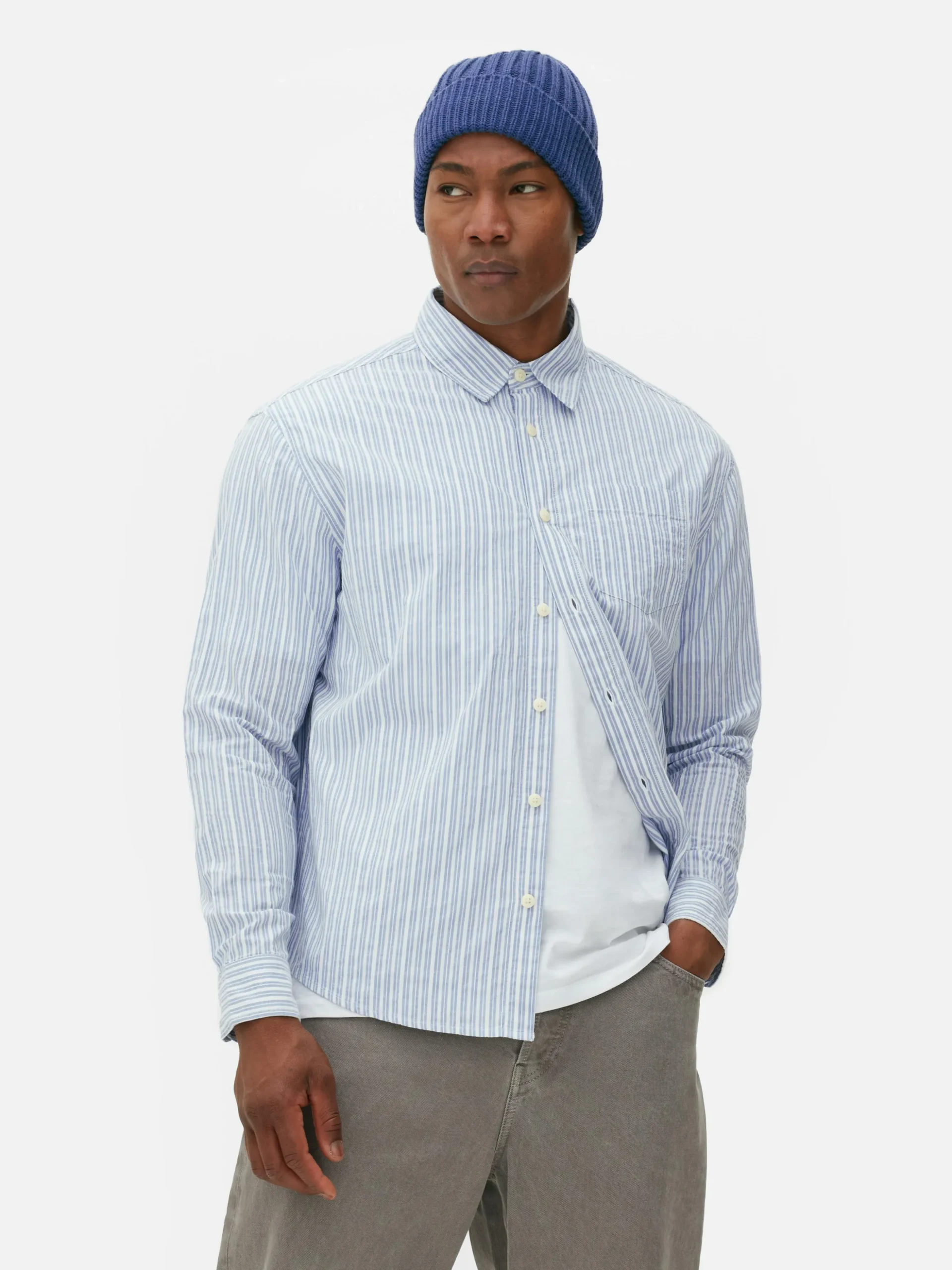 Chemise En Jacquard Rayé à Manches Longues
