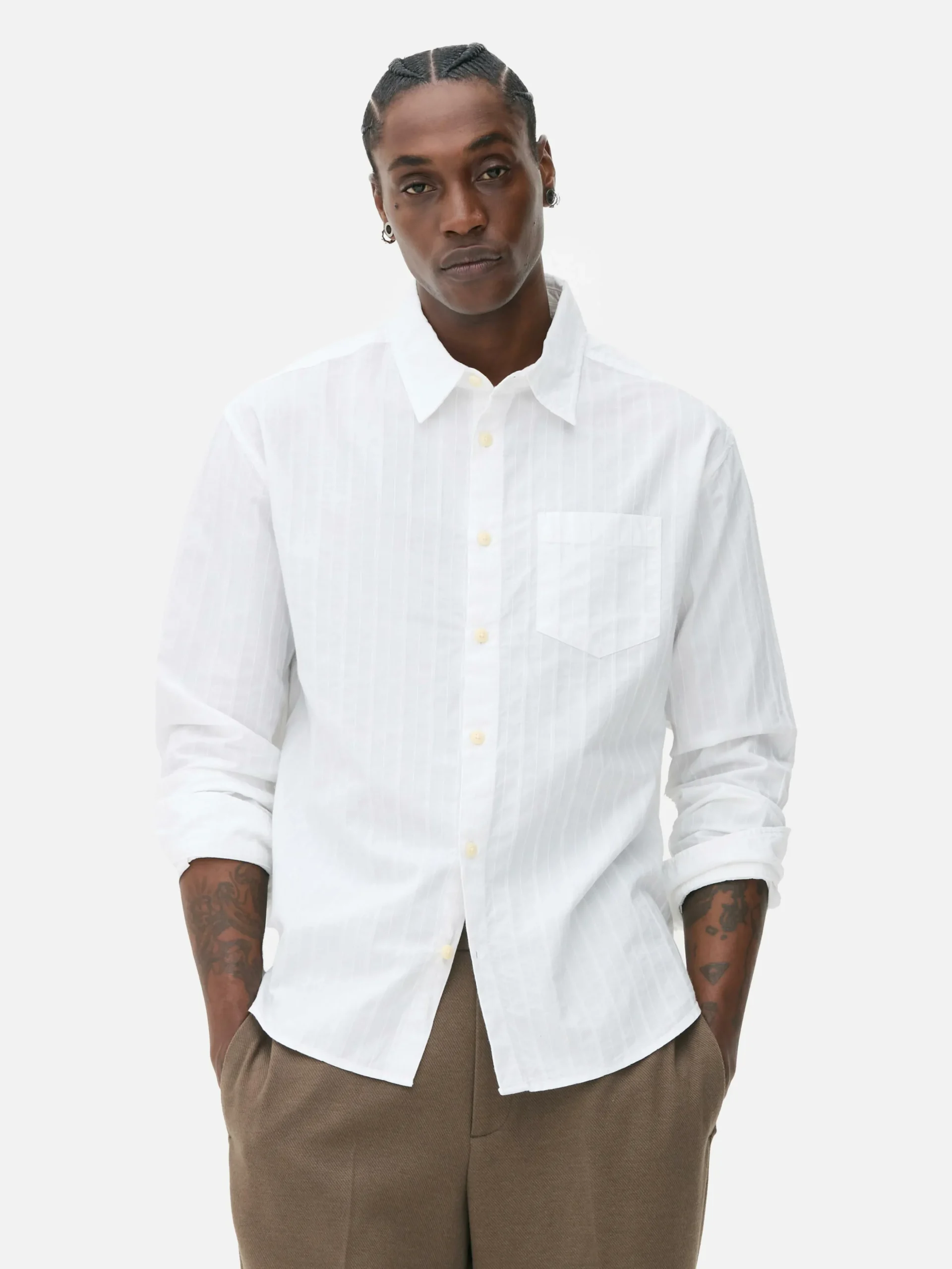 Chemise Jacquard à Manches Longues