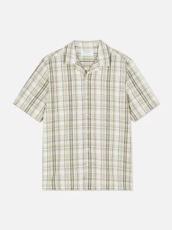 Chemise Texturée à Carreaux Et à Manches Courtes