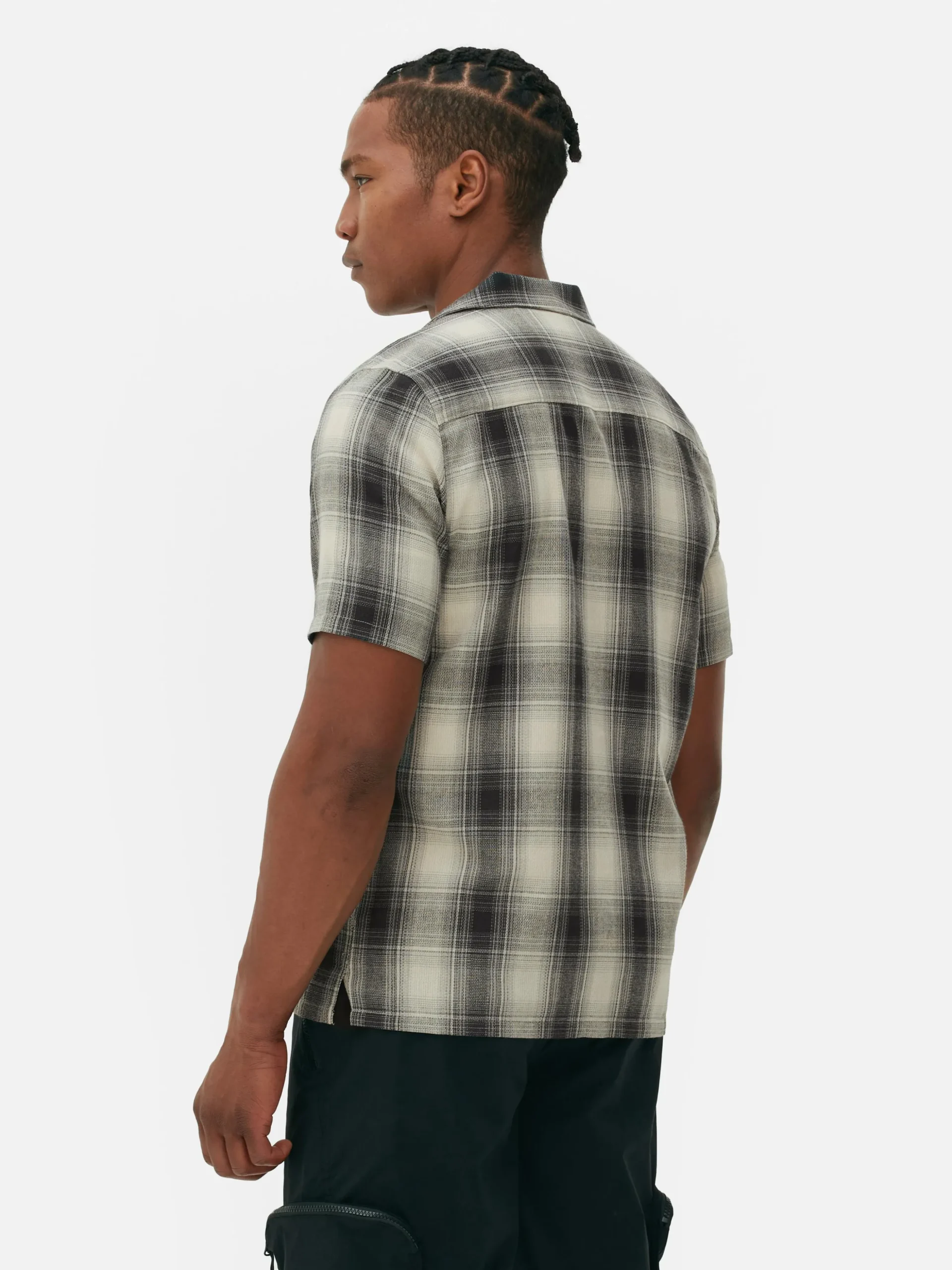 Chemise Texturée à Carreaux Et à Manches Courtes