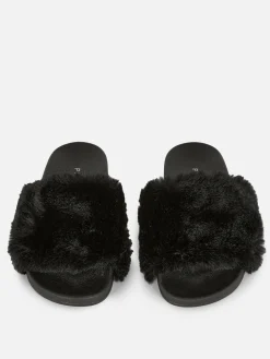 Claquettes En Fausse Fourrure