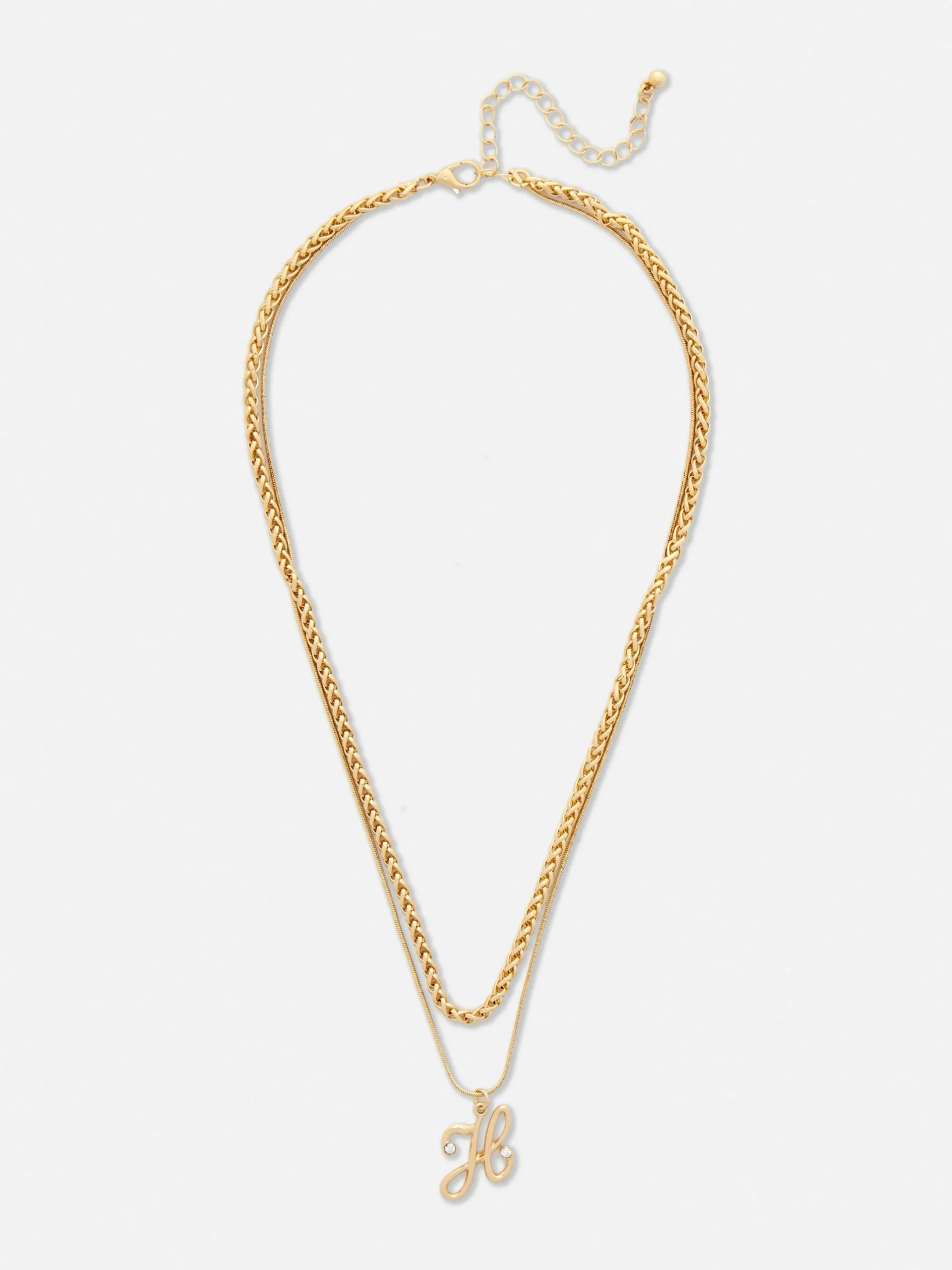 Collier à Double Chaîne Avec Pendentif En Forme D'initiale
