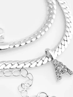 Collier Chaîne Serpent Avec Initiale En Strass