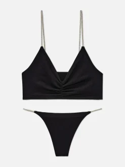 Ensemble Brassière Et String Sans Couture à Strass