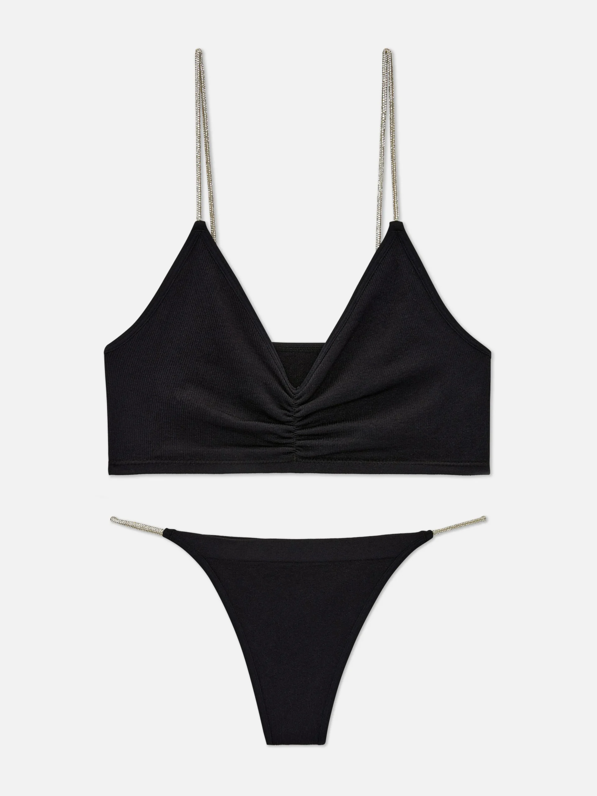 Ensemble Brassière Et String Sans Couture à Strass