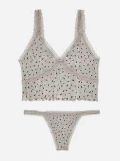 Ensemble Caraco Et String En Pointelle à Motifs Sans Couture