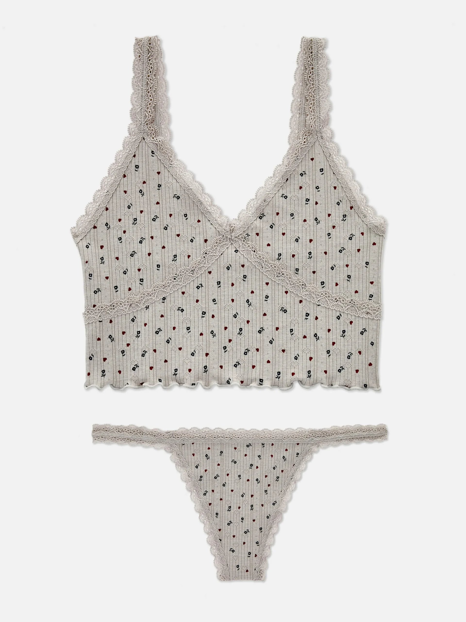 Ensemble Caraco Et String En Pointelle à Motifs Sans Couture