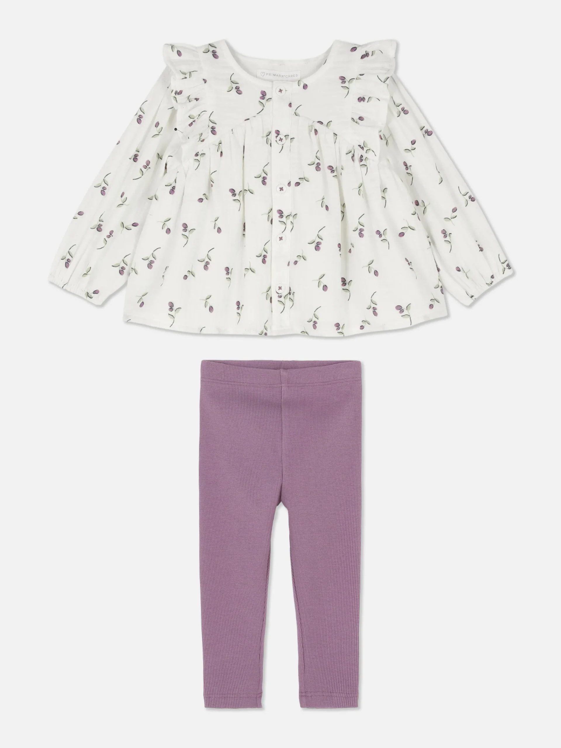 Ensemble Chemisier à Fleurs Et Legging Côtelé