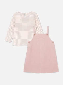Ensemble T-shirt Rayé Et Robe Chasuble En Velours