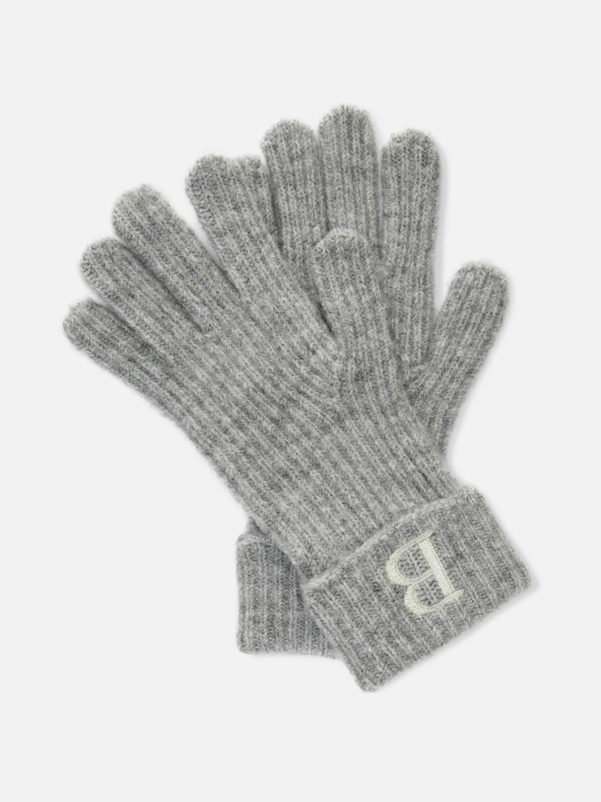 Gants En Maille Côtelée Avec Initiale Brodée