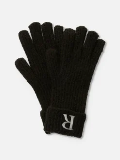 Gants En Maille Côtelée Avec Initiale Brodée