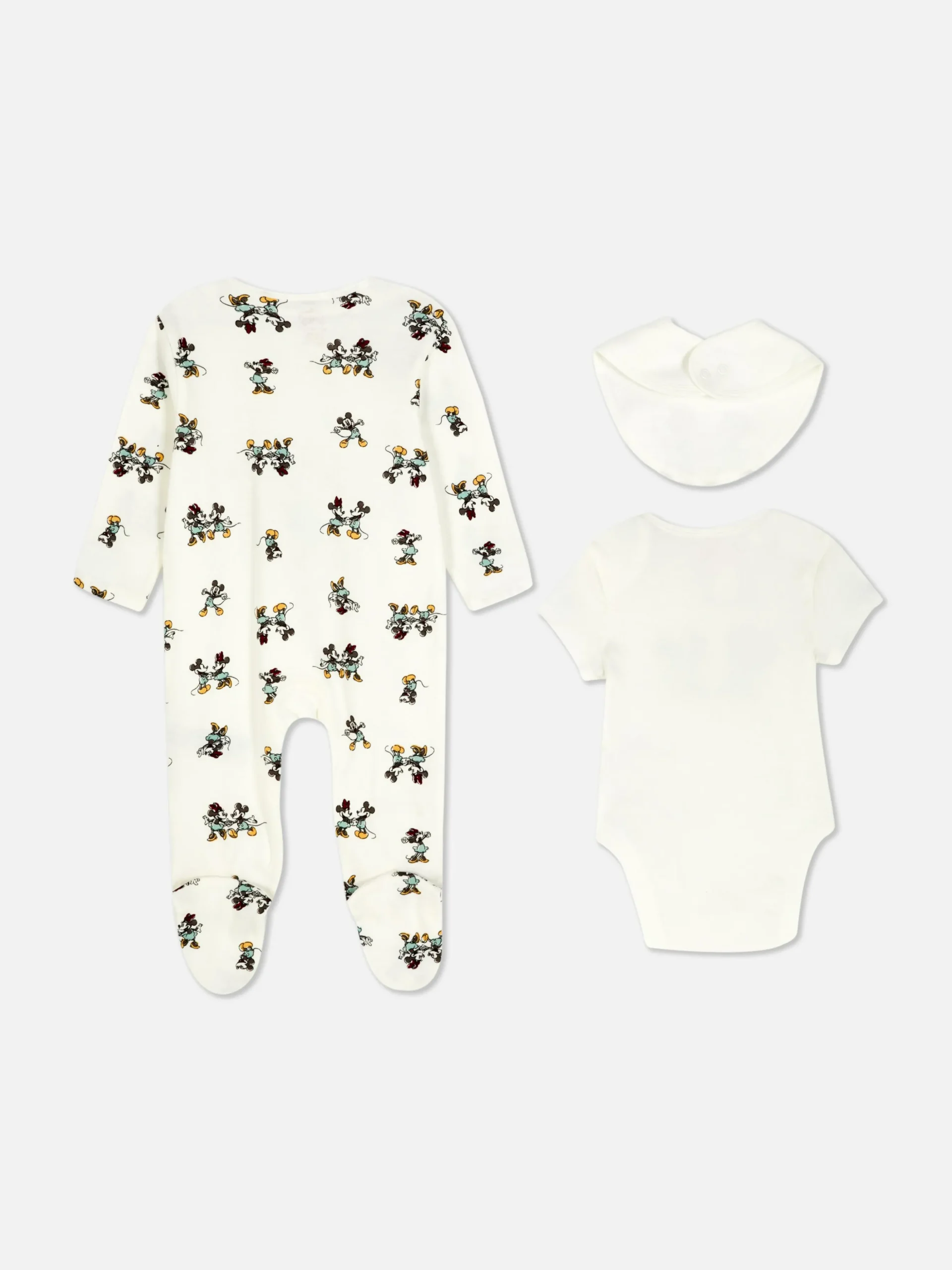 Grenouillère, Body Et Bavoir Disney Mickey Mouse Et Minnie Mouse