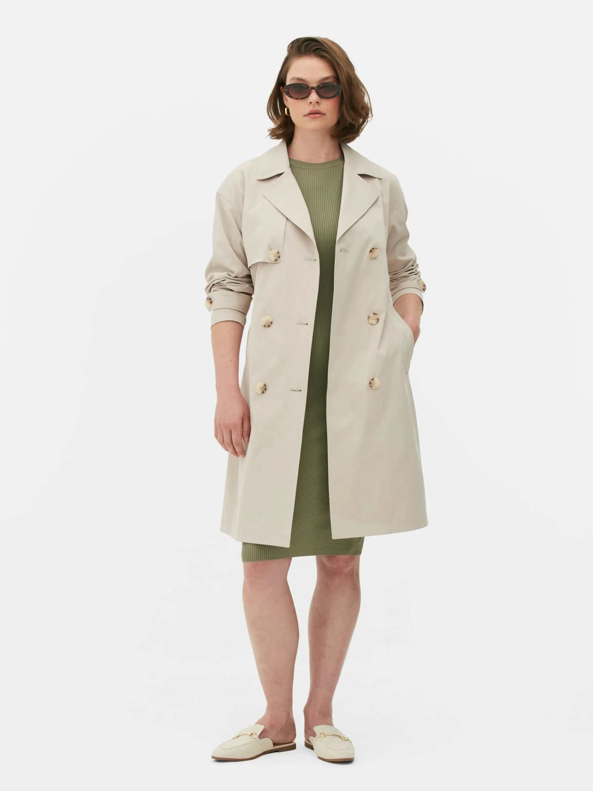 Imperméable à Double Boutonnage Et Ceinture