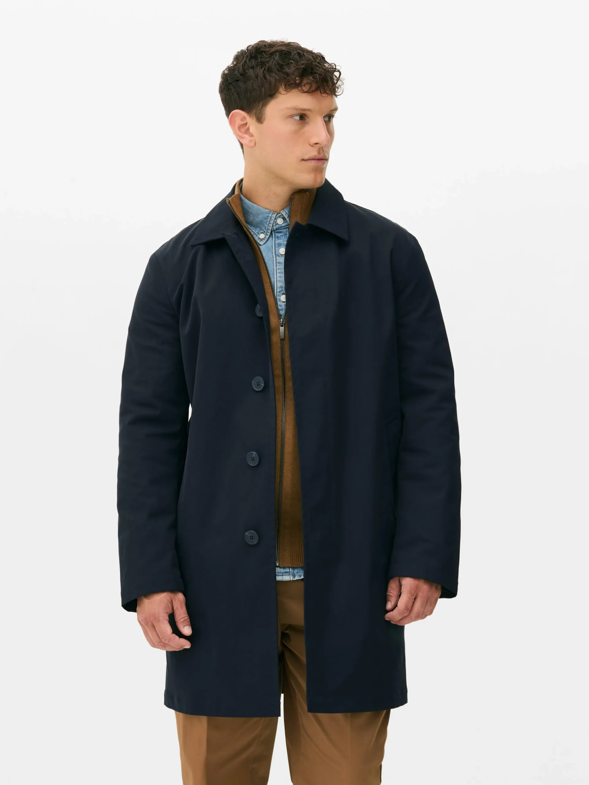 Imperméable Long à Boutonnage Simple
