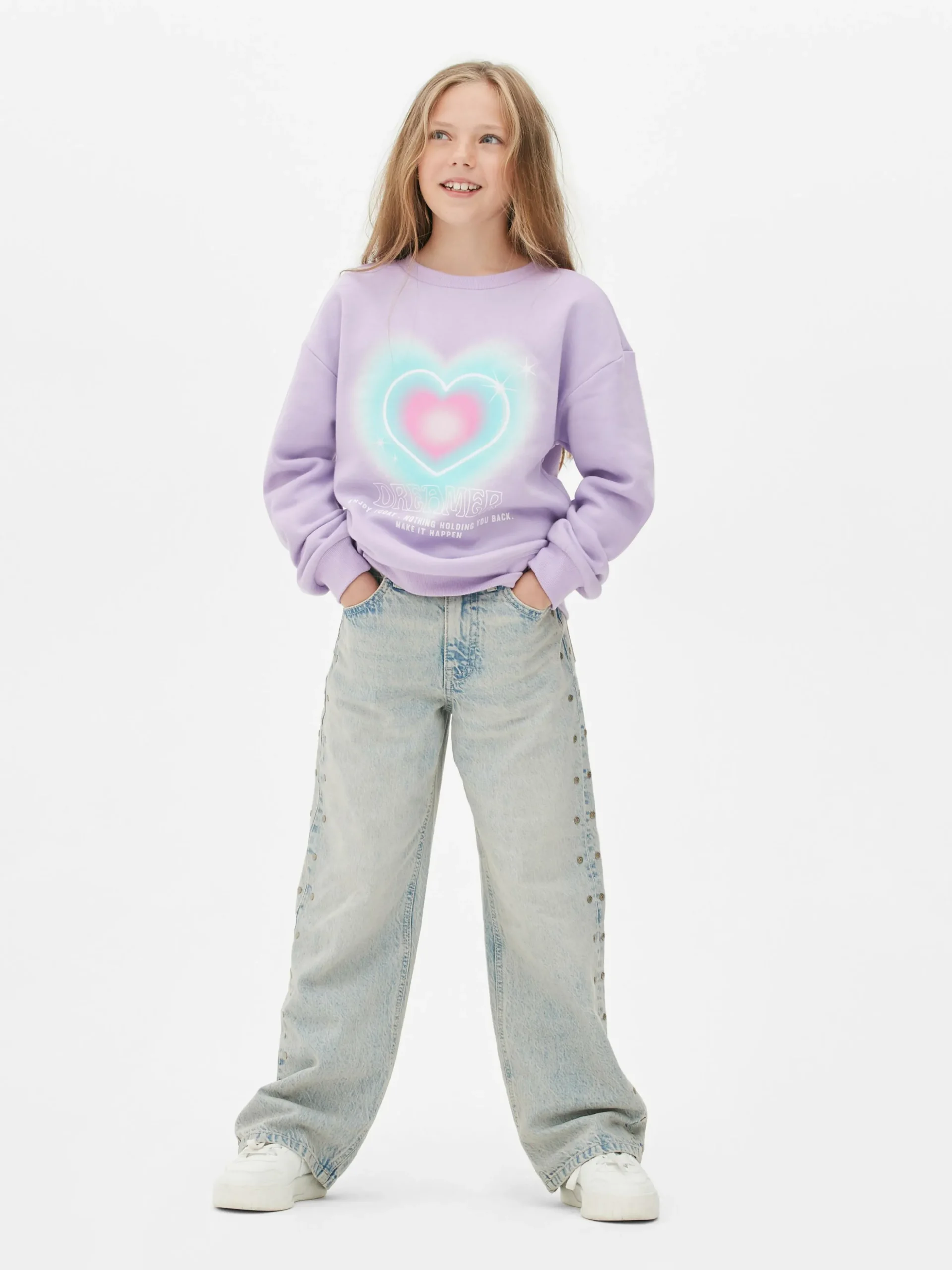 Jean Denim à Effet Vieilli Et Clous