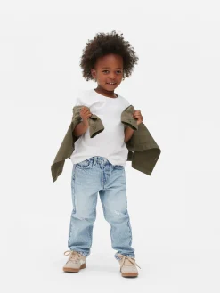 Jean Denim Coupe Droite Effet Vieilli