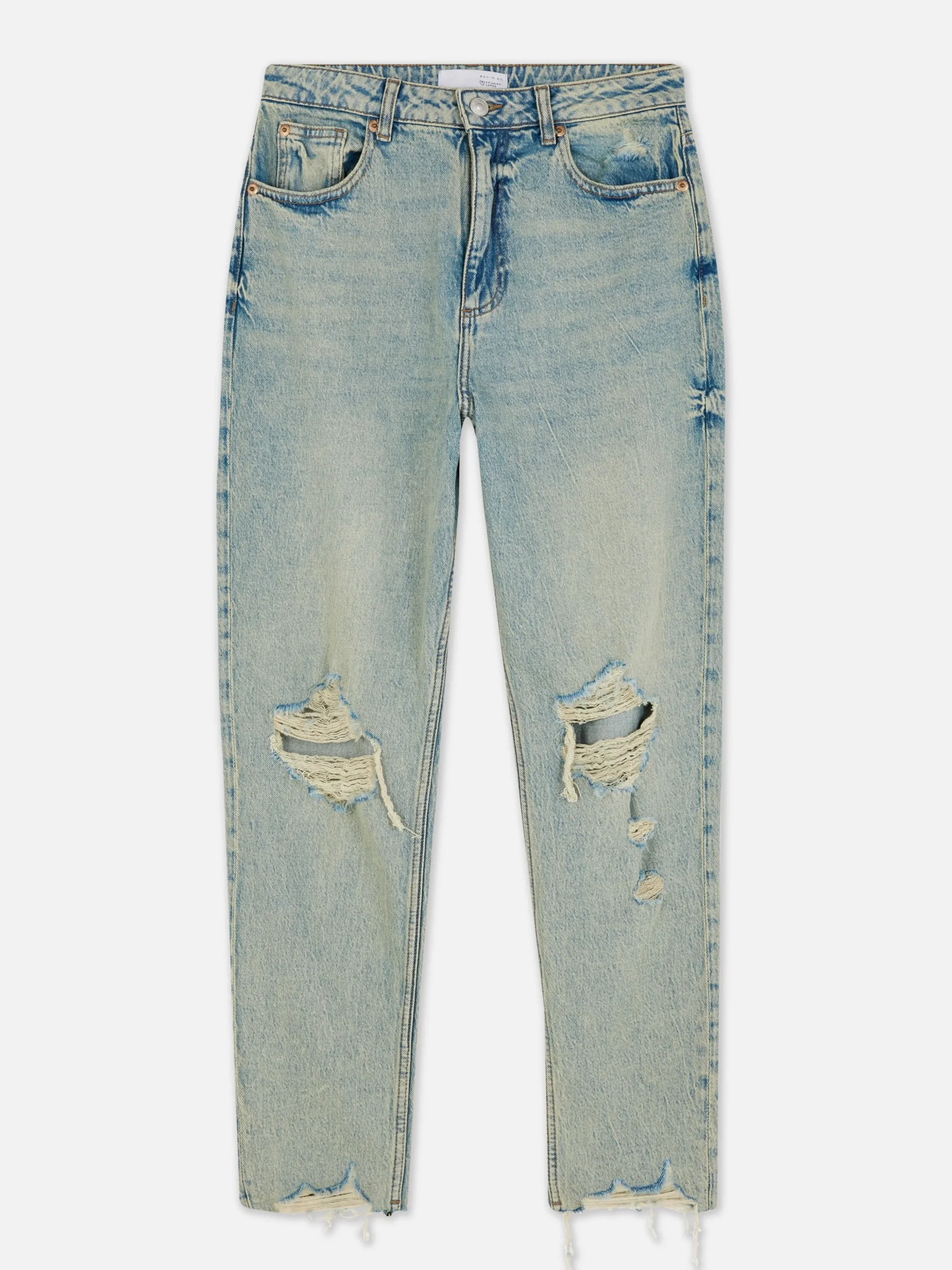 Jean Mom En Denim Déchiré