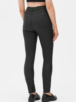 Jean Skinny Enduit à Taille Haute