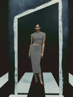Jupe Mi-longue à Rayures Beetlejuice X Colleen Atwood à Coordonner