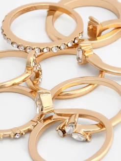 Lot De 8 Bagues à Initiale Et Strass