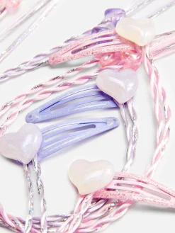 Lot De 4 Barrettes Cœurs à Breloques Tressées