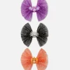 Lot De 3 Barrettes D'Halloween à Nœud Pailleté