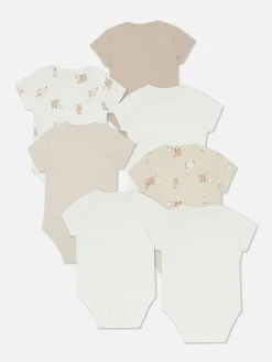 Lot De 7 Bodys à Manches Courtes Et Motif Agneau