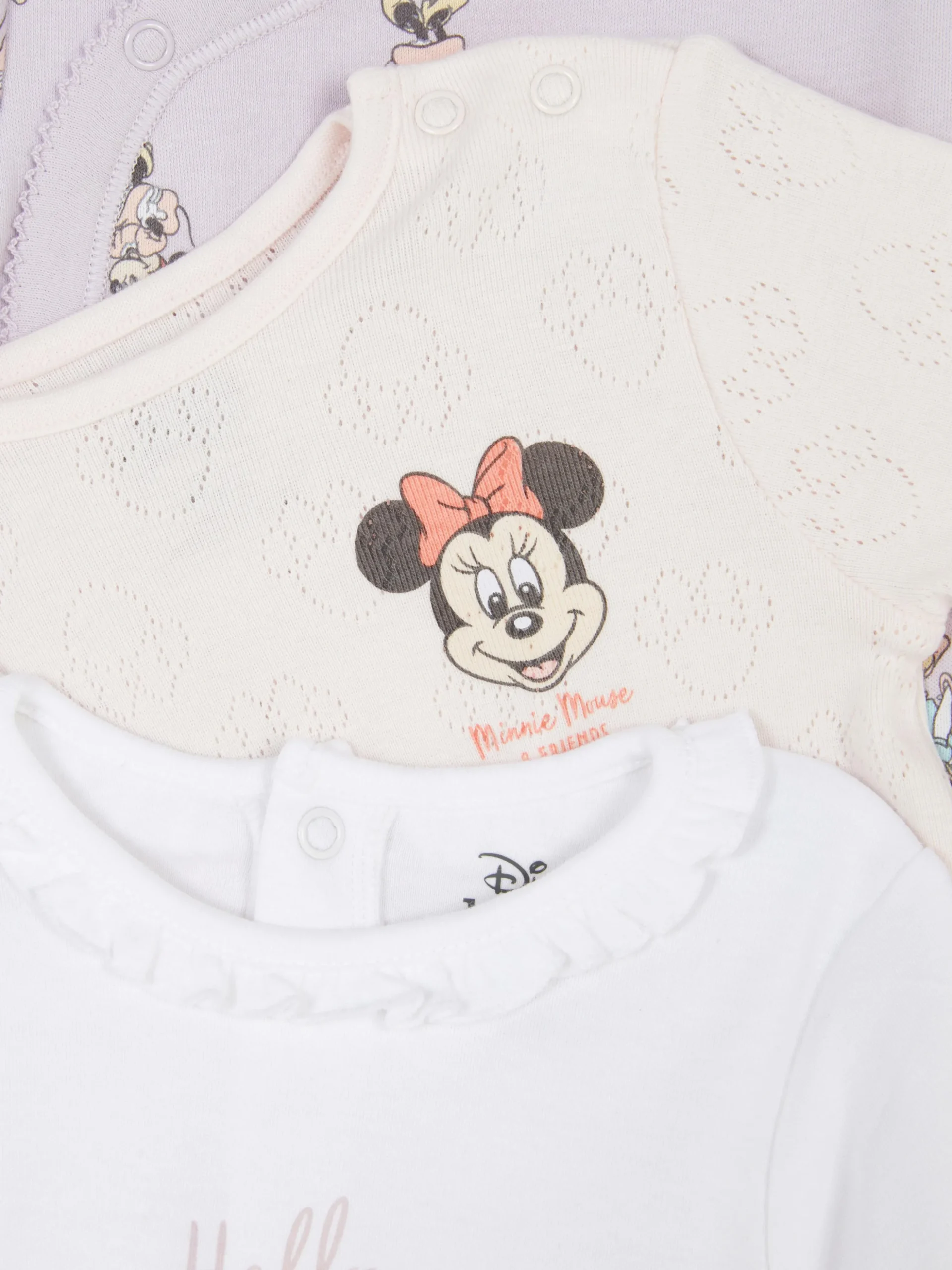 Lot De 3 Bodys à Manches Longues Disney Minnie Mouse Et Ses Amis
