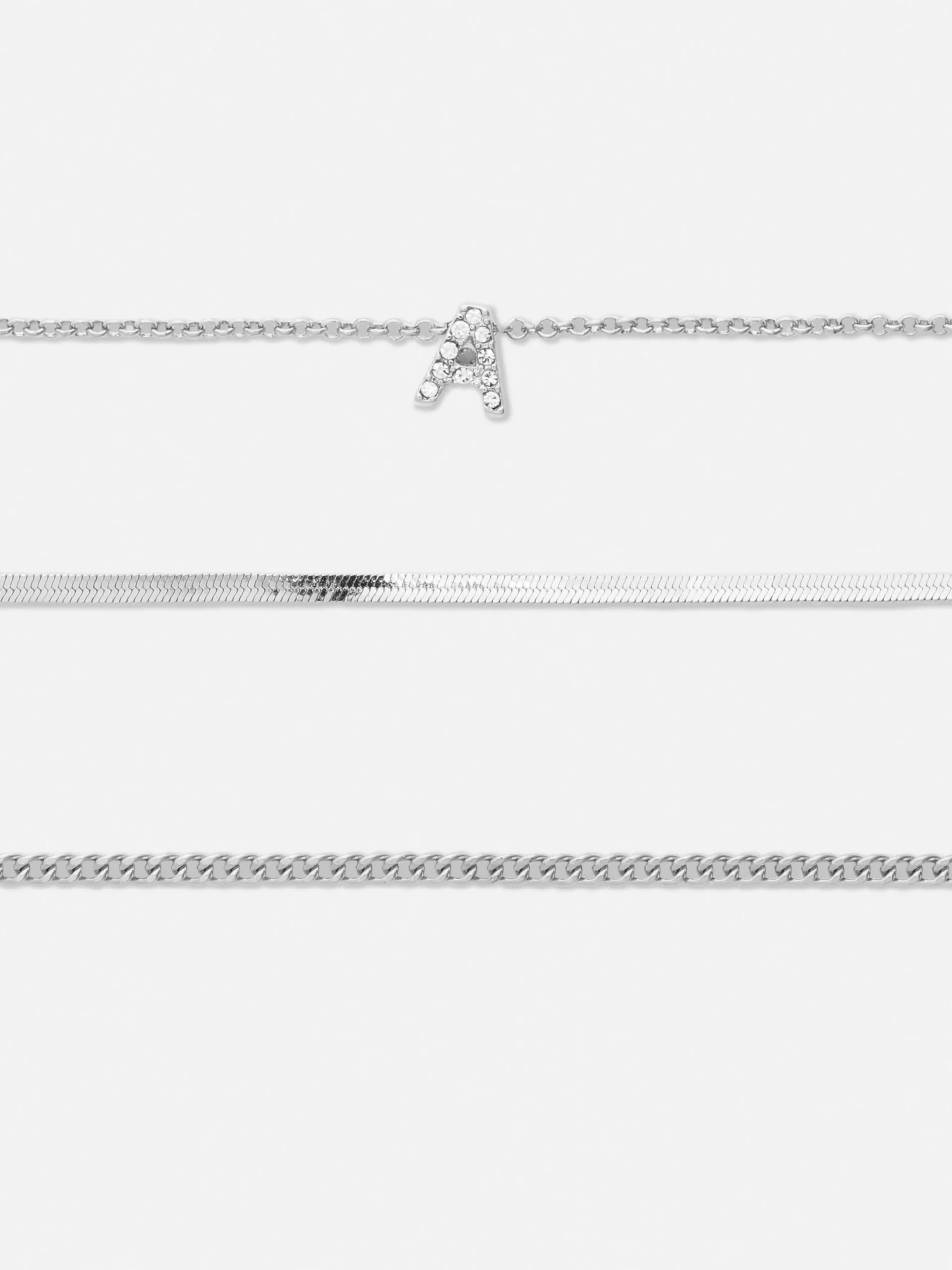 Lot De 3 Bracelets à Initiale Et Strass