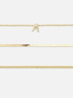 Lot De 3 Bracelets à Initiale Et Strass
