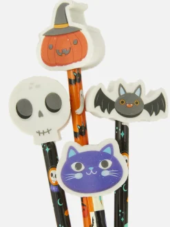 Lot De 6 Crayons Avec Gommes Halloween