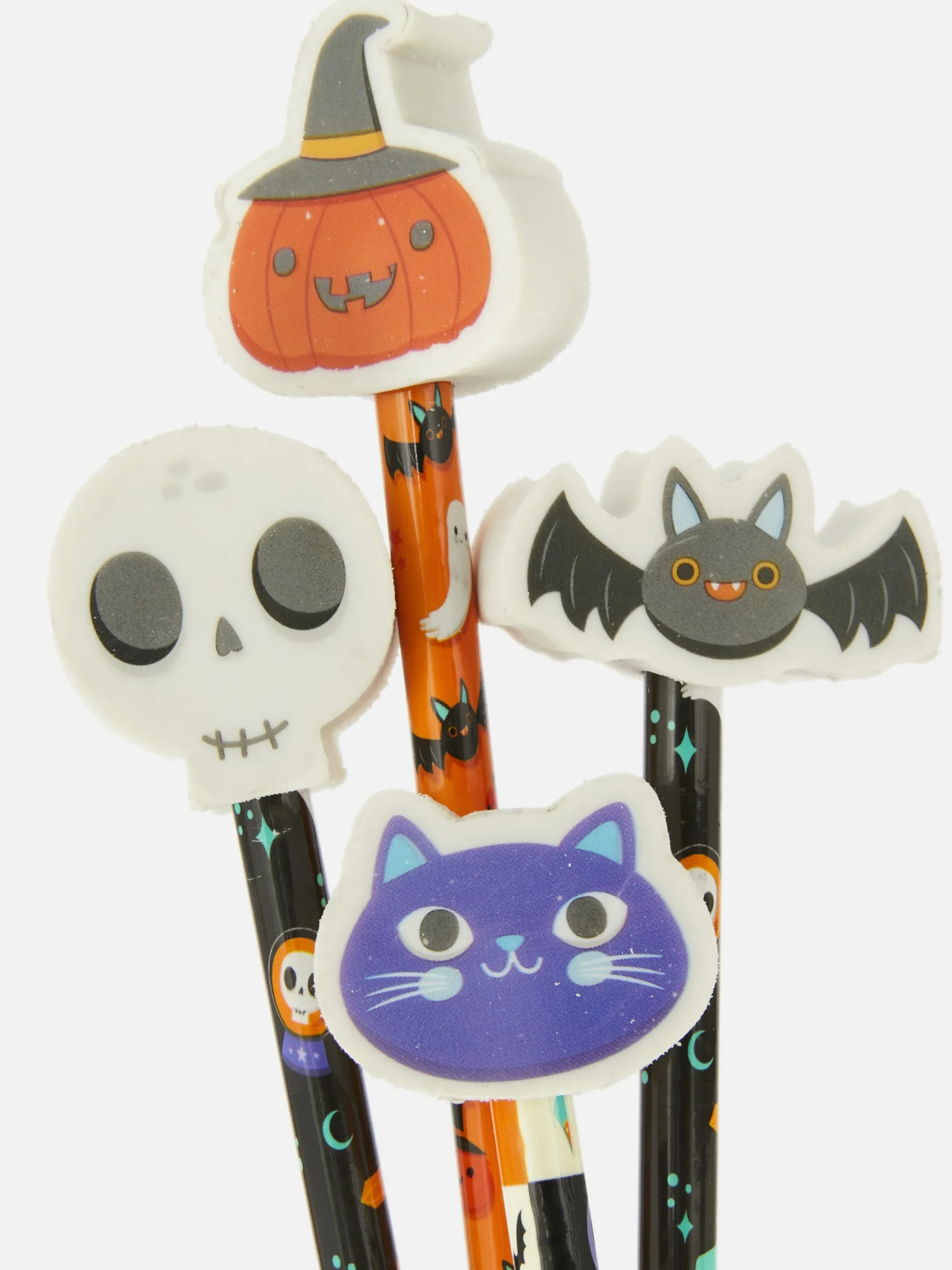 Lot De 6 Crayons Avec Gommes Halloween